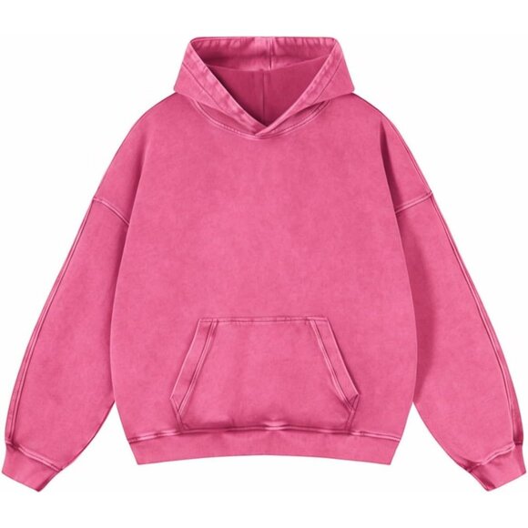 Other - Men's Pink Pullover Plain Preppy Streetwear Cotton Vintage Hoodies Sweatshirt